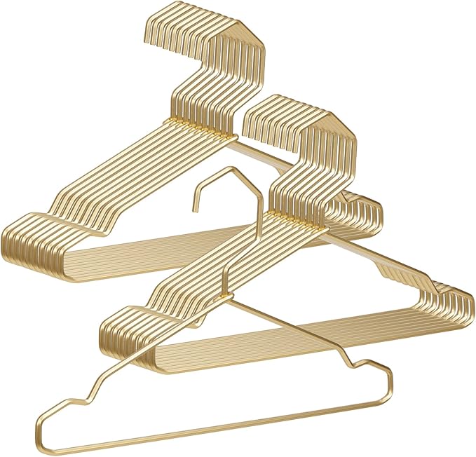 VWV Gold Aluminum Hangers, 20 Pack Baby Hangers，12.6 Inch Children Baby Hanger, Sturdy Metal Children Clothes Hangers for Wardrobe, Space-Saving Toddler Hanger