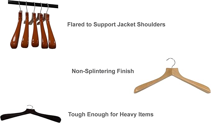 Cherry Finish Closet Clothes Hangers - Set of 20