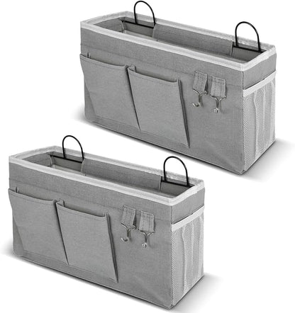 2pcs Large Wall Hanging Storage Bag, Door Closet Linen Fabric Pockets Organizer, Waterproof Multi Functional for Living Room Bedroom Bathroom Kitchen Office RV Camper with Hooks Grey