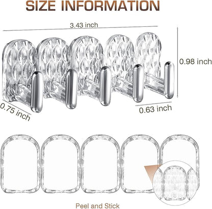 Gesodant 8 Pack Hanging Jewelry Organizer, Self-adhesive Jewelry Hooks, Clear Wall Mounted Jewelry Hanger, Necklace Display Holder, 40 Hooks in Total