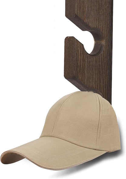 Hat Rack for Wall Baseball Cap Organizer Hanger (2 Pack) Modern Wooden Hat Holder Wall-Mounted Caps Display for Closet Door Bedroom Entryroom Laundry (Brown) …