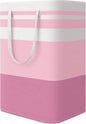 StorageRight Large Collapsible Laundry Basket Hamper with Easy Carry Handles，Freestanding Clothes Hampers for Laundry, Bedroom, Dorm, Towels, Toys, 75L, Pink