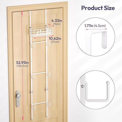 SWTYMIKI Over Door Hat Organizer - Wall Mounted Hat Rack with 6 Hooks and Metal Basket Design, Hanging Baseball Cap Organizer Storage Holds Up to 32 Caps for Door, Bedroom, Closet(White)