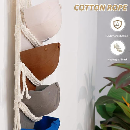 Hommtina Wall Mounted Hat Rack - Stylish Hat Organizer & Holder for Bedroom Decor, Space-Saving Hat Storage with Hooks for Caps, Hats, and Accessories (2)
