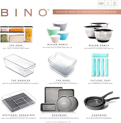 BINO Plastic Storage Bins - Small 2 Pack, White - THE SOHO COLLECTION - Pantry Organizers and Fridge Organizer