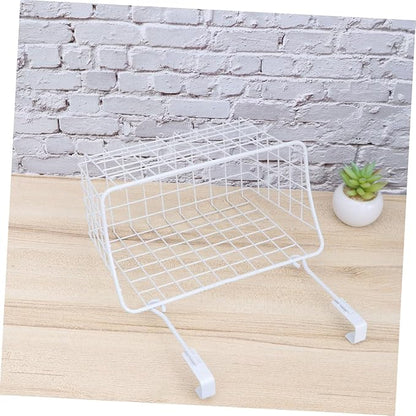 Sosoport White Hanging Storage Basket Over Cabinet Door Organizer Rack for Kitchen Bathroom Office Rust Ventilated Door Basket Easy Install Needed