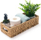 Wicker Toilet Tank Basket, Toilet Paper Basket for Back of Toilet Tank Top, Woven Water Hyacinth Bathroom Storage Basket for Organizing and Decor (14.2 x 6.5 x 3.7 inch)