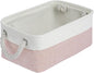 Storage Baskets for Shelves 11.8x7.9x5.2 Inch, Foldable Fabric Storage Bins with Handles, Small Storage Baskets for Organizing Closet, Office, Home Organization (1-Pack, White&Pink)