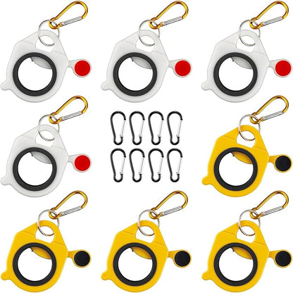 Zip Tie Holder, 8-Pack White & Yellow Reusable Cable Tie Holder, No.5 Carabiner, ABS Plastic, Outdoor Use, Heavy Duty Ziptie Organizer Clip for Electrician Tool Belt Wrap Storage Container