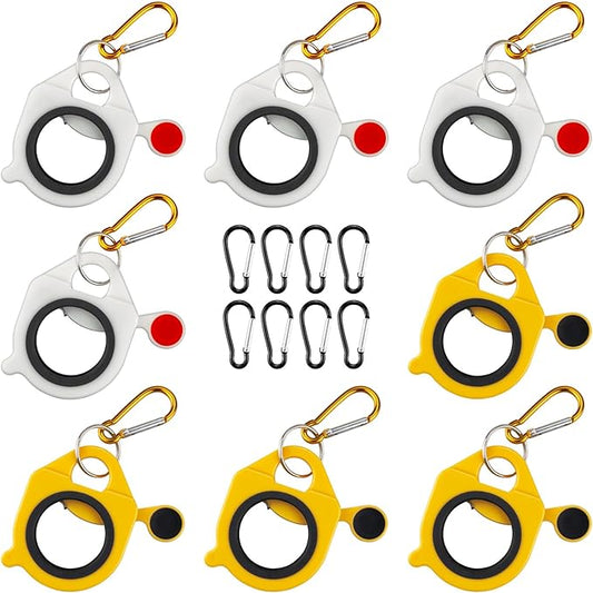 Zip Tie Holder, 8-Pack White & Yellow Reusable Cable Tie Holder, No.5 Carabiner, ABS Plastic, Outdoor Use, Heavy Duty Ziptie Organizer Clip for Electrician Tool Belt Wrap Storage Container