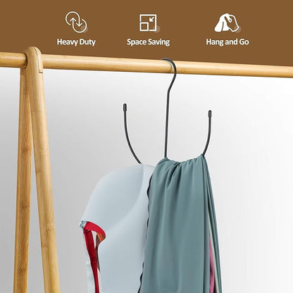 ZEDODIER Legging Hangers for Closet Organizer, Space Saving Sport Bra Hanger, 10 Storage Capacity Closet Organizers and Storage for Bras Tank Tops Belts Hats, Black