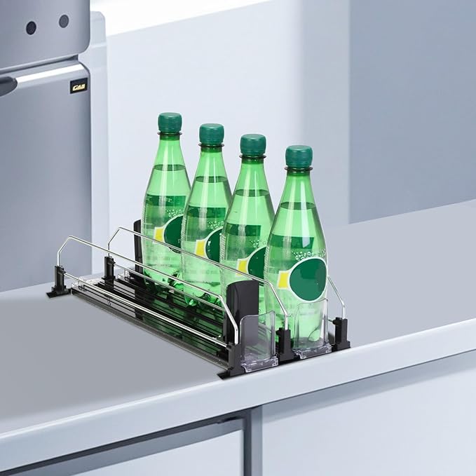 Upgraded Drink Organizer for Fridge，Soda Can Dispenser for Refrigerator，Automatic Self-Pushing Drink Pusher，Space-Saving Fridge Storage，Holds up to 10-15 Cans, 2 Row