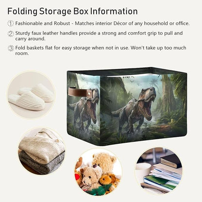 Dinosaur Rectangular Storage Basket Animal Print Organizer Bin Shelf Baskets For Clothes Gifts For Home Office Dorm