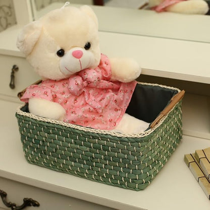 Basket Woven Maize Storage Bins for Drawers, Kingwillow(Green,Large)