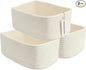 XUANGUO Small Woven Storage Baskets 12“X8”X5“ Decorative Rope Bins for Organizing Shelves, Closets, and Toys, Empty Gift Baskets, Cute Organizer Basket for Home and Office (white, regular)