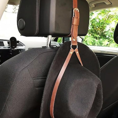 Cowboy Hat Holder for Truck Adjustable Cowboy Hat Rack Leather Soft Hanger Keeps Your Securely