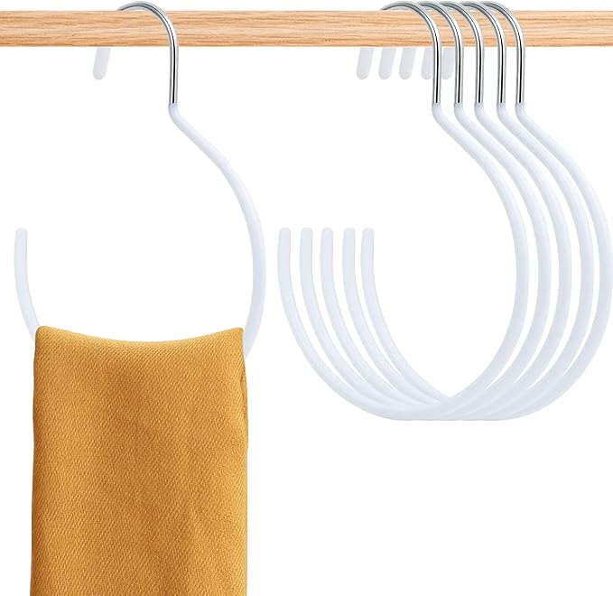 Scarf Ring Hangers, 15 Pcs Non-Slip Belt Rack Tie Hanging Hooks Closet Accessories Scarf Organizer Storage Holders for Ties Scarves Belts Tank Tops Pashminas (White)