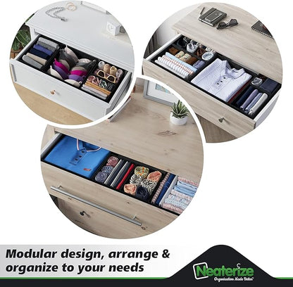 Drawer Organizer Clothes Set of 12 Black - Dresser Organizer For Nursery, Bedroom, Closet - The Perfect Baby Clothes Organizer and Storage & General Nursery Organization or Dresser Drawer Organizers