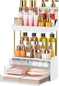 caktraie 12.2" W Makeup Organizer Drawers - 5 Tiers Bathroom Counter Organizer, Cosmetic Storage Drawer for Dresser Countertop and Bathroom Vanity for Large Skincare, Perfume, Clear