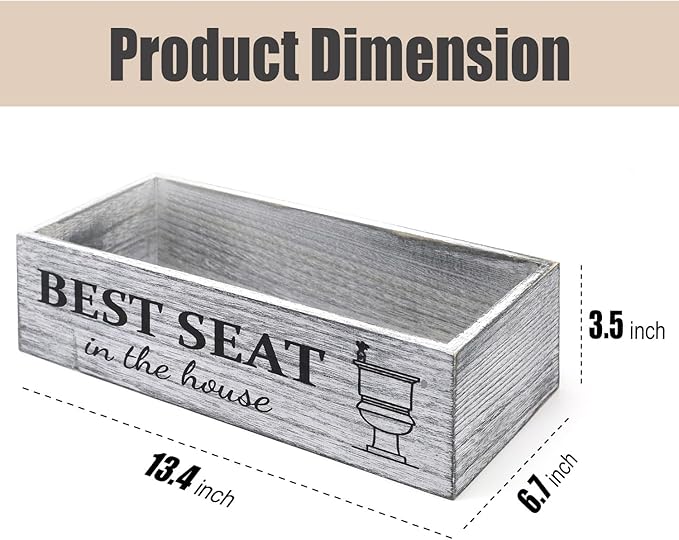 Rustic Farmhouse Bathroom Decor Box, Toilet Paper Basket with 2 Sides Signs, Gray-wash Your Hands
