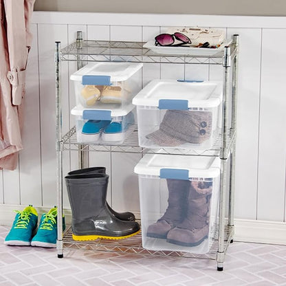 Sterilite 24-Pack Latching Box, Under Bed Storage Bins with Lids, Clear Plastic, 6 Quart - Heavy-Duty Organizing Containers for Closet, Bathroom, and Office