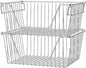 Slideep 14'' Large Stackable Storage Baskets Cabinet Organizer Sturdy Metal Wire Pantry Freezer Bin for Pantry Home Bathroom Kitchen Organization 2 Packs