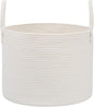 JMvicyroam 115L Extra Large Blanket Basket for Living Room - Woven Cotton Rope Laundry Hamper with Reinforced Handles - Storage Bin for Pillows, Comforters & Toys - Machine Washable,White