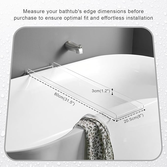 Clear Bathtub Tray Caddy, Bath Tub Rack Shelf, Luxury Bathroom Organizer Tablet Holder, Acrylic SHUNLI