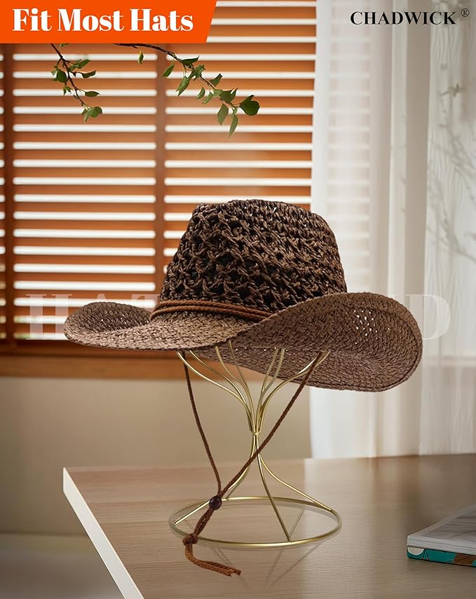 CHADWICK Black Iron Ball Hat Rack, Short Display Stand for Fedora, Baseball Cap, Wig Storage, 6.7" x 10.6", Single Unit