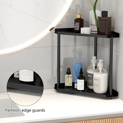 FLE Corner Bathroom Counter Organizer, Bathroom Organizer Countertop,Countertop Storage Shelf for Bath