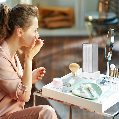 Automatic Cotton Pad Holder, Square Press Out Cosmetic Cotton Makeup Removers Pad Holder, Makeup Cotton Organizer Container Dispenser Storage Display Rack(Grey)