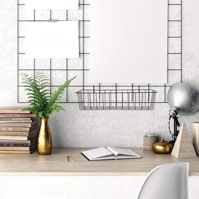 ULTECHNOVO Hanging Wire Basket Kitchen Storage Organizer over Cabinet Door Metal Wire Basket for Bathroom Toiletries and Pantry 12.40X3.54X3.14In Black