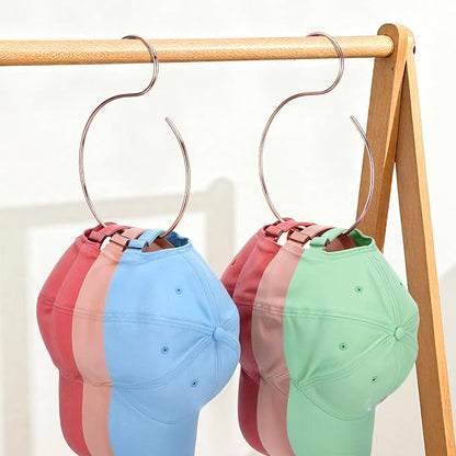 2 Pack Hat Hangers for Closet, Holds 20 Baseball Caps Sturdy Rose Gold Cap Holder Space-Saving Hat Rack Organizer for Wall or Rod Mount