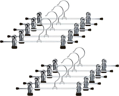 Mawa by Reston Lloyd Non-Slip Space-Saving Clothes Hanger For Pants & Skirts with Two Non-Slip Clips, Style K/30D, 12-Inch, Set of 10, Black