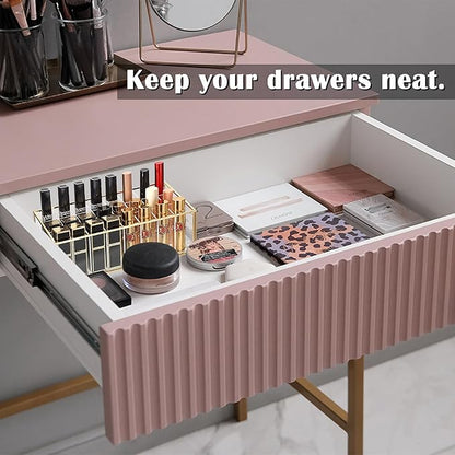 ELLDOO Rollerball Perfume Organizer, 24 Acrylic Spaces Glod Glass Perfume Storage Holder Beauty Scent Holder, Makeup Lipgloss Lipstick Display Case