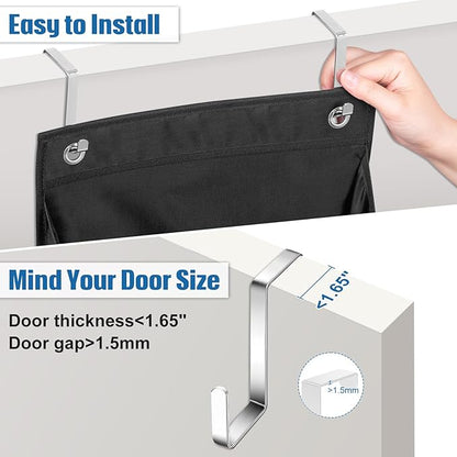 SLEEPING LAMB 2 Pack Narrow Over The Door Shoe Organizer with 8 Large Deep Pockets (Black) and Long 3-Tier Shoe Organizer for Closet, Stackable Wide Shoe Rack (Black)