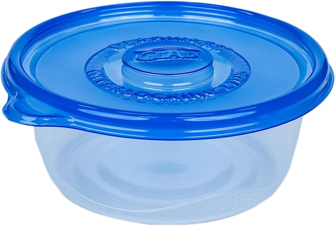 Glad GladWare Big Bowl Food Storage Containers with Lids, Large Round BPA Free Plastic Containers for Soups, Salads, and Meal Prep, Lock Tight Seal, Microwave Dishwasher Safe, 48 Oz, 3 Count - 6 Pack