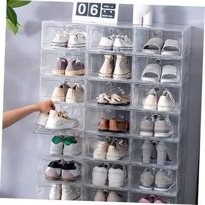 Unomor 4pcs Shoe Box Set Stackable Shoe Storage Boxes Bin for Organization Material Space-saving Storage