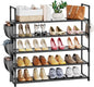 VILICK 5 Tier Shoe Rack with Hook and Side Pocket,Shoe Organizer Space Saver Storage for 20-25 Pair Shoe Storage Shelf Sturdy Free Standing Long Shoe Rack Organizer for Closet,Entryway,Small Spaces