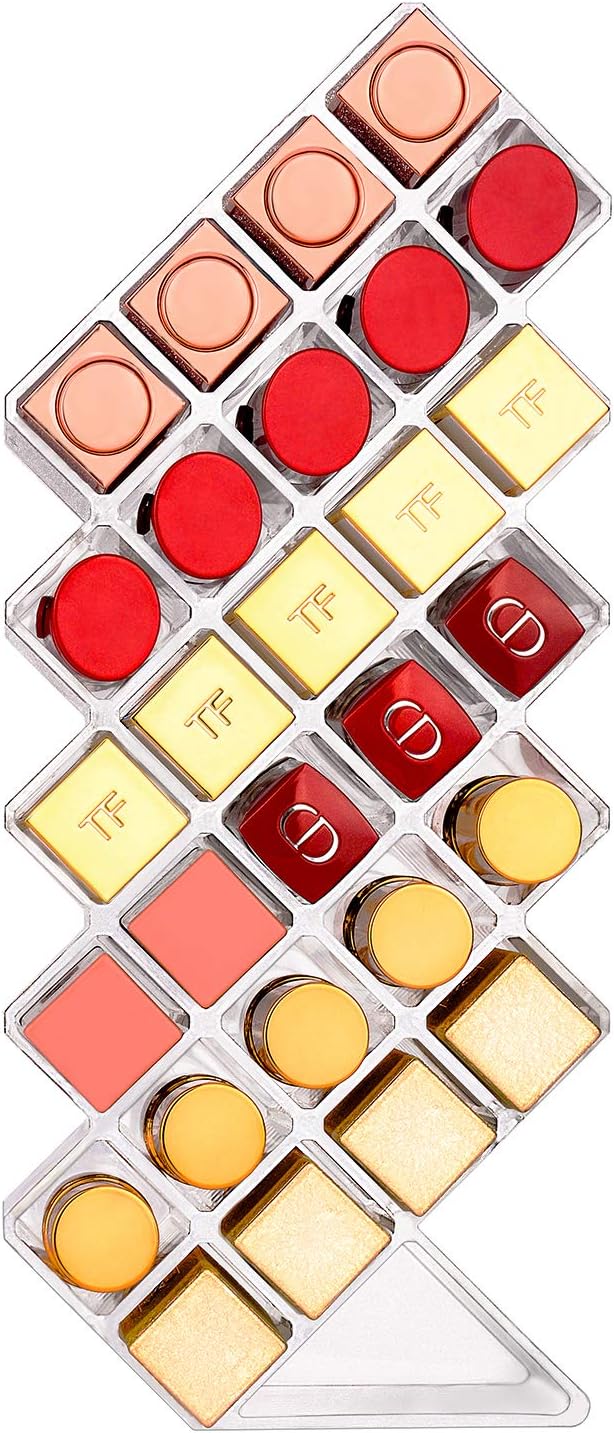 JessLab Lipstick Organizers, Acrylic Holder Lip Gloss Tower Clear Cosmetic Fish Sticks Lip Makeup Storage for Bathroom Vanity Countertop, 28 Slots