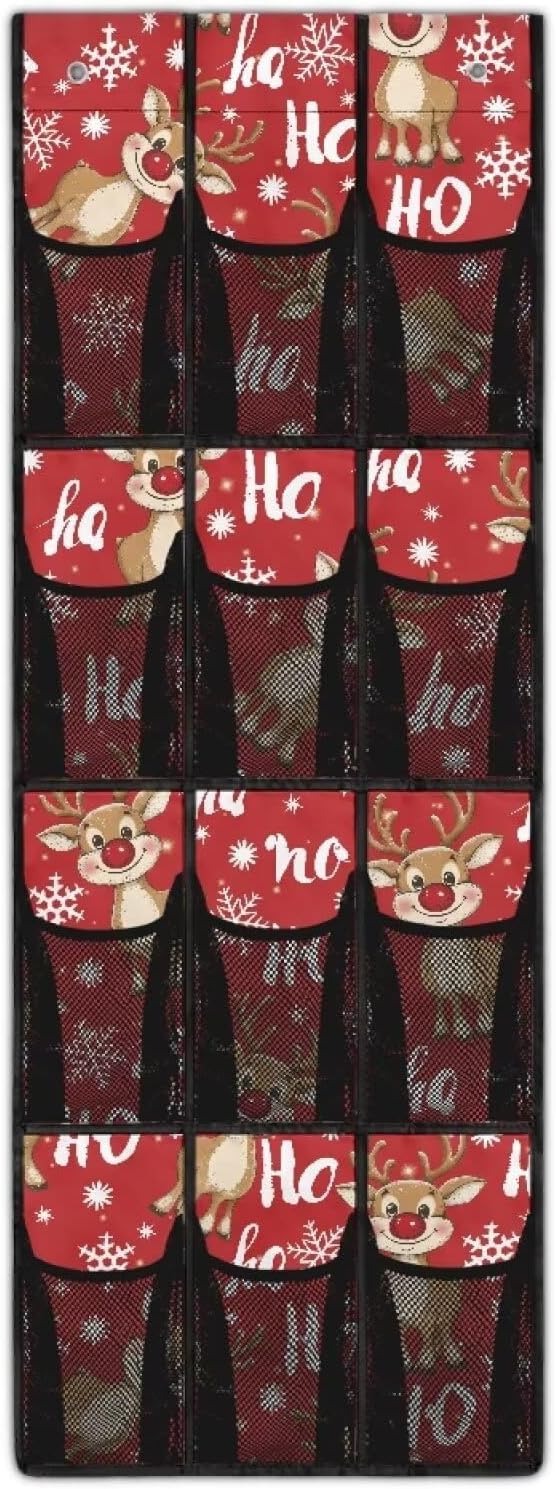 Elk HOHO Over The Door Closet Organizer for Christmas Home Decor,Large Capacity Behind Door Organizer Multi-Funtion Storage Bag,Space Saving Wall Hanging Storage with 12 Pockets