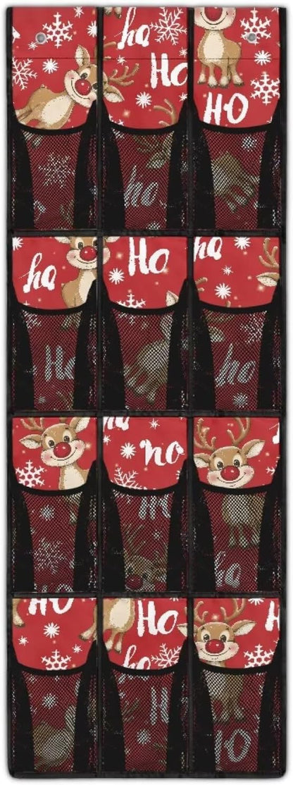 Elk HOHO Over The Door Closet Organizer for Christmas Home Decor,Large Capacity Behind Door Organizer Multi-Funtion Storage Bag,Space Saving Wall Hanging Storage with 12 Pockets