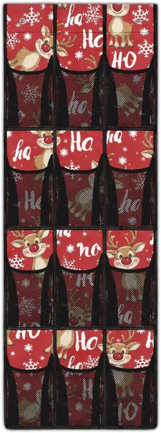 Elk HOHO Over The Door Closet Organizer for Christmas Home Decor,Large Capacity Behind Door Organizer Multi-Funtion Storage Bag,Space Saving Wall Hanging Storage with 12 Pockets