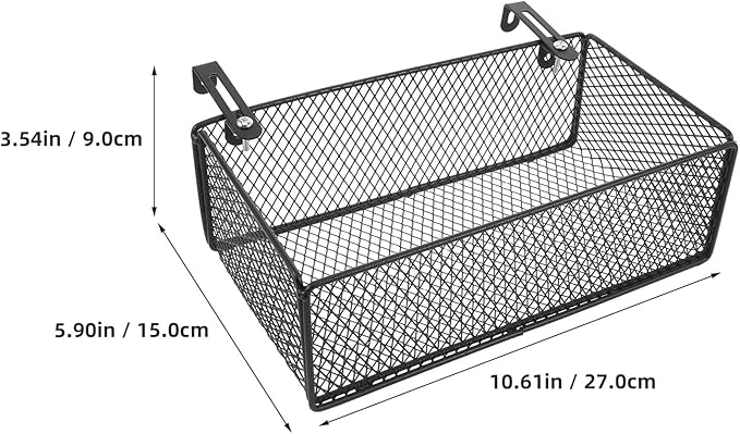 Bedside Organizer - Black Bedside Hanging Wire Basket Organizer With Adjustable Hook Spacing - Dormitory Bed Storage Caddy For College Dorm Room Bunk Bed