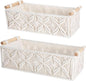 Kifmurase Macrame Storage Baskets 2PCS, Boho Woven Decorative Basket for Organizing with Handle, Countertop Toilet Paper Storage Container for Tank Bedroom Nursery Livingroom Entryway(White)