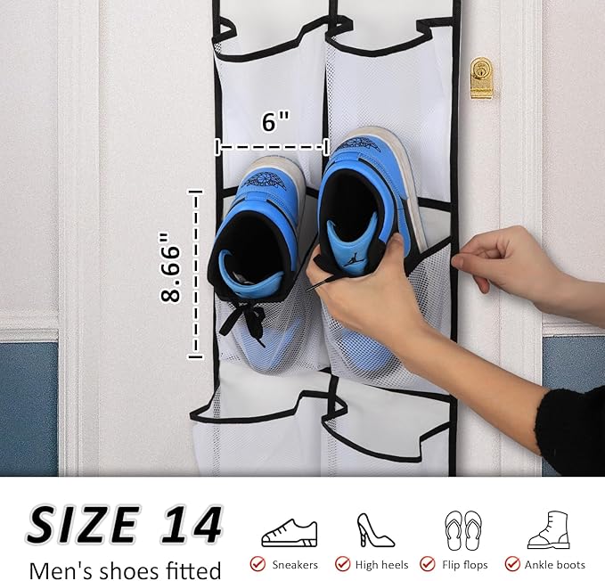 GOMAJI 2PK 12 Large Pockets Over Door Hanging Shoe Organizer
