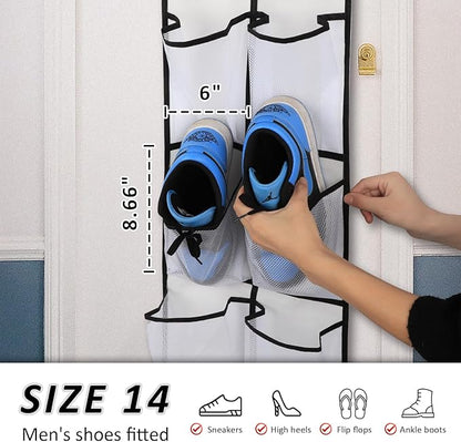 GOMAJI 2PK 12 Large Pockets Over Door Hanging Shoe Organizer