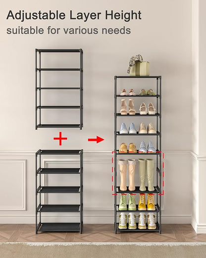 Autonomier 5-Tier Extra Small Shoe Rack (16.3" Wide), Narrow Space-Saving Organizer for Small Spaces, Non-Woven Fabric Lightweight Shoe Shelves, for Closet, Front Door, Entryway, Kids/Toddler/Adults