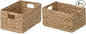 eHemco Rectangular Woven Hyacinth Wicker Pantry Storage Baskets with Iron Wire Frame, 13.25"x9"x7", Natural, Set of 2