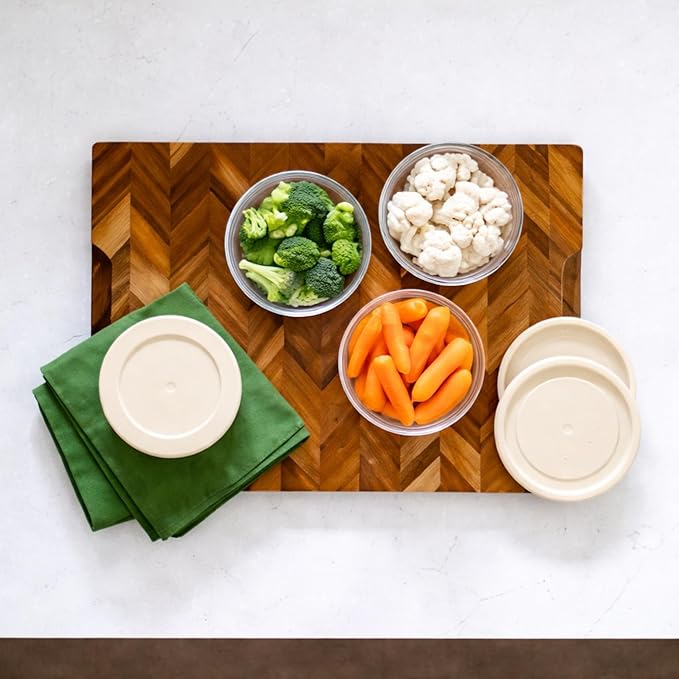 8-Piece Glass Food Storage Containers Set (4 Containers + 4 BPA-Free Lids) | 1-Cup, Leakproof | Microwave, Freezer, Oven & Dishwasher Safe | Ideal for Meal Prep & Pantry Organization, Beige